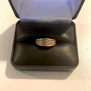 yellow, rose and white gold mesh ring